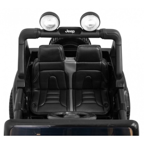 JOKO Elektrické autíčko JEEP Wrangler Rubicon 4x4, penové kolesá, kožené sedadlo, FM rádio, čierne