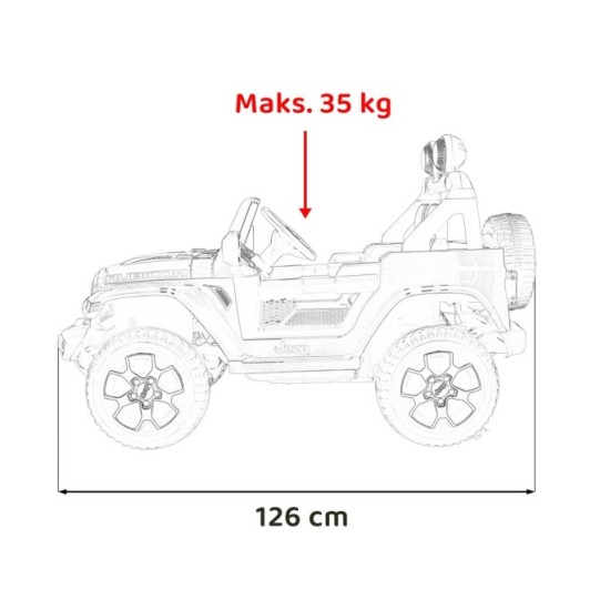 JOKO Elektrické autíčko JEEP Wrangler Rubicon 4x4, penové kolesá, kožené sedadlo, FM rádio, červené
