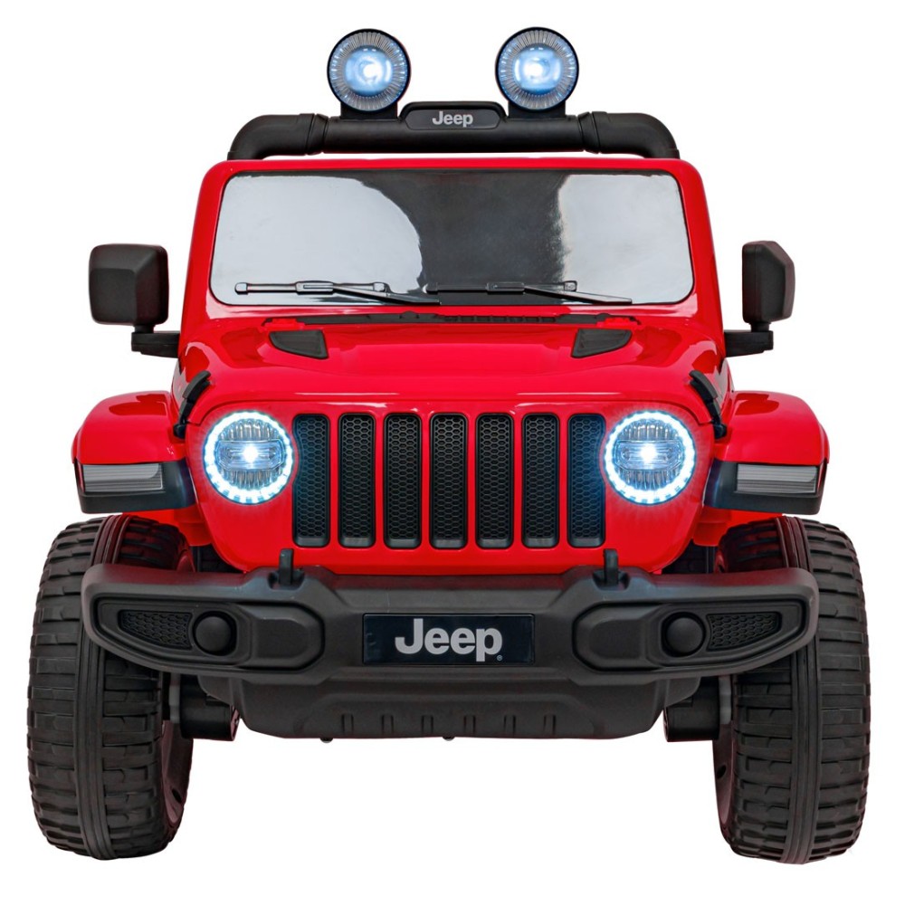 JOKO Elektrické autíčko JEEP Wrangler Rubicon 4x4, penové kolesá, kožené sedadlo, FM rádio, červené