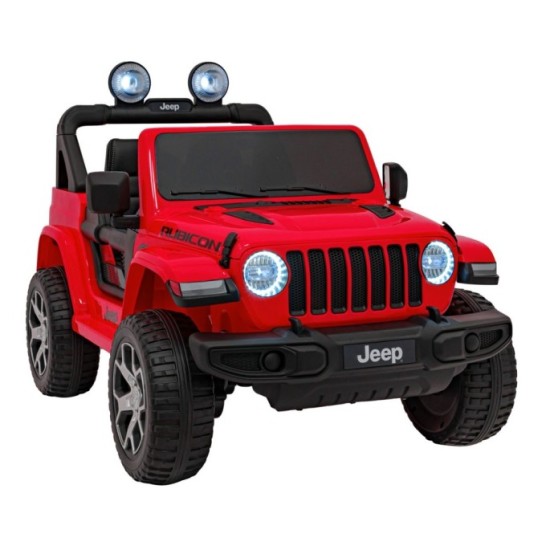 JOKO Elektrické autíčko JEEP Wrangler Rubicon 4x4, penové kolesá, kožené sedadlo, FM rádio, červené
