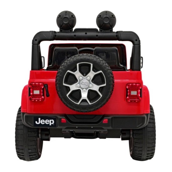 JOKO Elektrické autíčko JEEP Wrangler Rubicon 4x4, penové kolesá, kožené sedadlo, FM rádio, červené