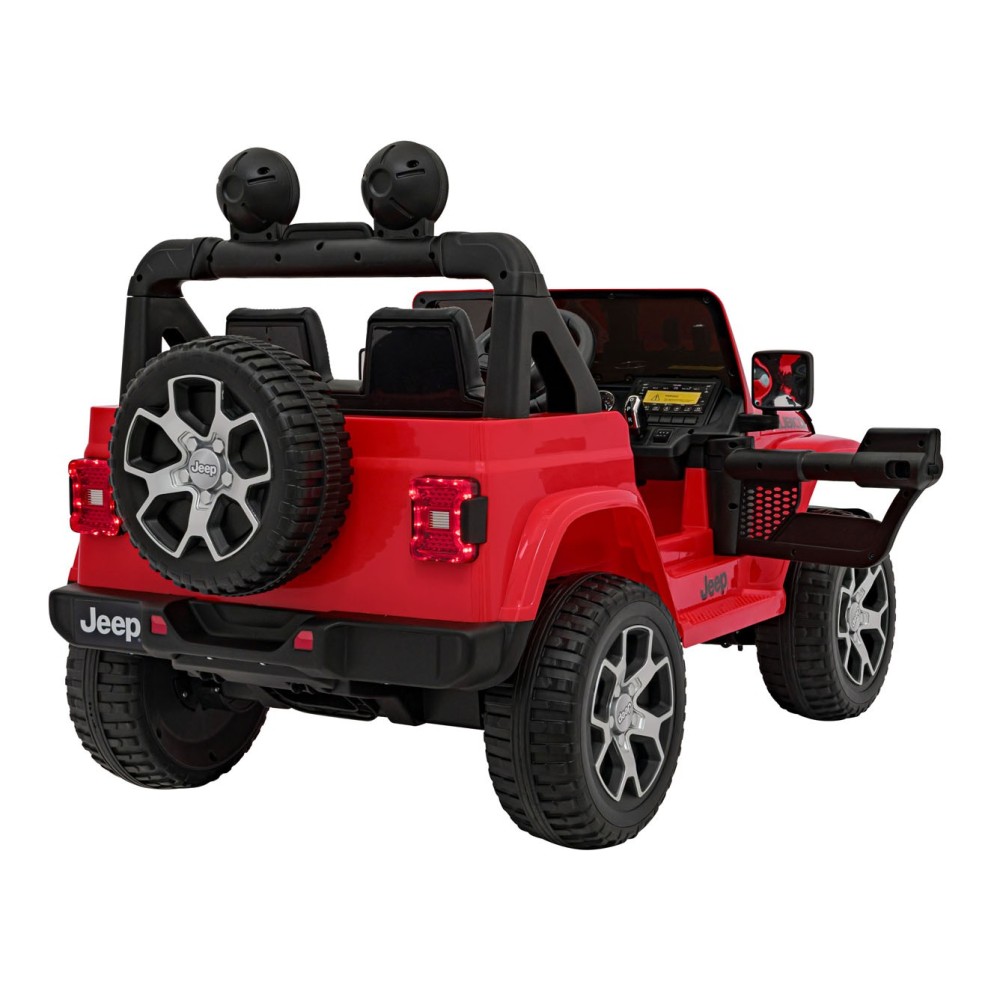 JOKO Elektrické autíčko JEEP Wrangler Rubicon 4x4, penové kolesá, kožené sedadlo, FM rádio, červené