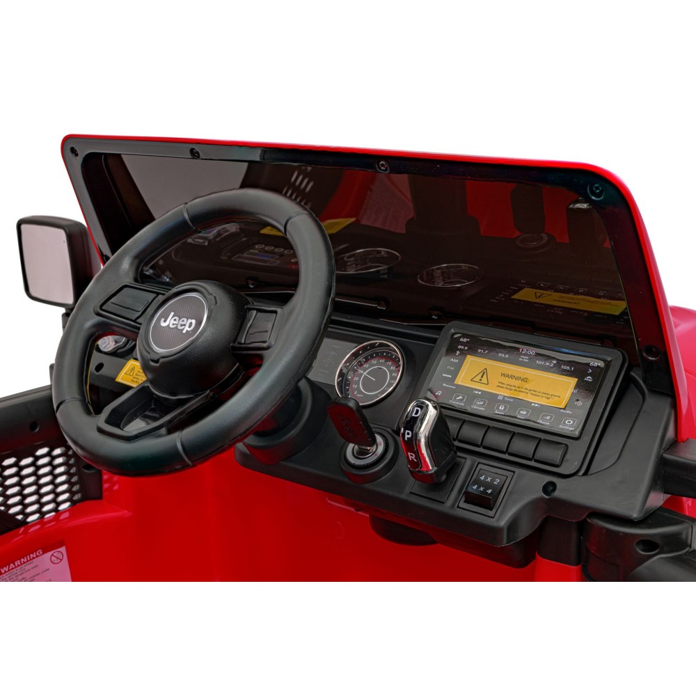 JOKO Elektrické autíčko JEEP Wrangler Rubicon 4x4, penové kolesá, kožené sedadlo, FM rádio, červené