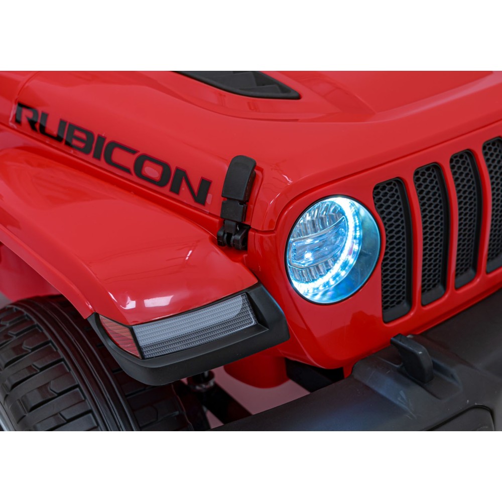 JOKO Elektrické autíčko JEEP Wrangler Rubicon 4x4, penové kolesá, kožené sedadlo, FM rádio, červené