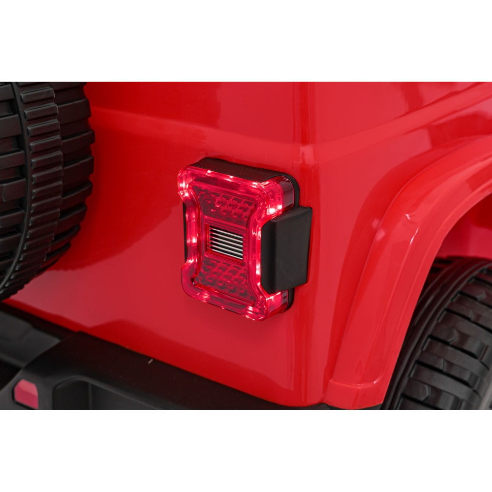 JOKO Elektrické autíčko JEEP Wrangler Rubicon 4x4, penové kolesá, kožené sedadlo, FM rádio, červené