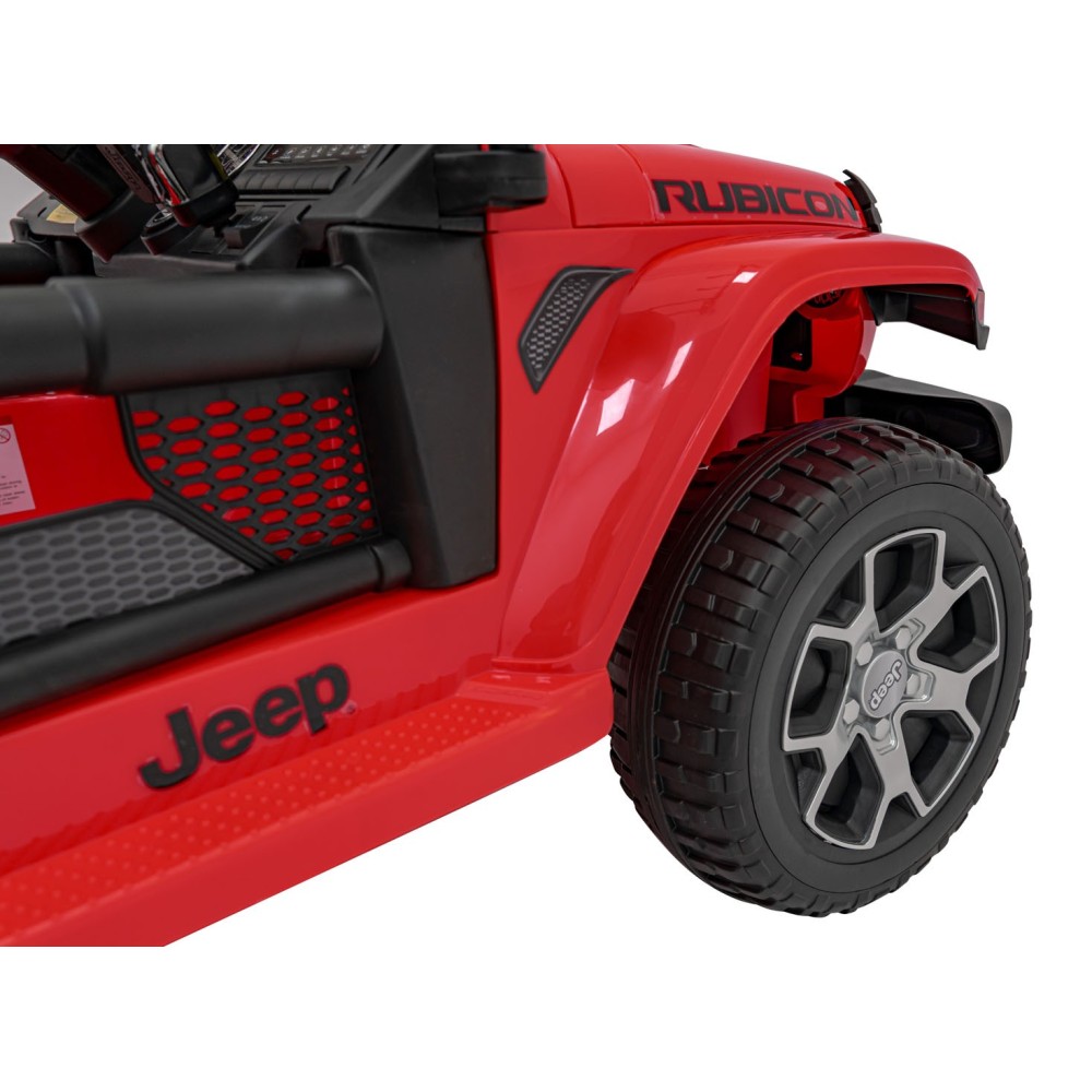 JOKO Elektrické autíčko JEEP Wrangler Rubicon 4x4, penové kolesá, kožené sedadlo, FM rádio, červené