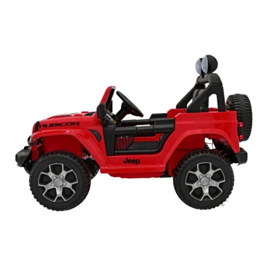 JOKO Elektrické autíčko JEEP Wrangler Rubicon 4x4, penové kolesá, kožené sedadlo, FM rádio, červené