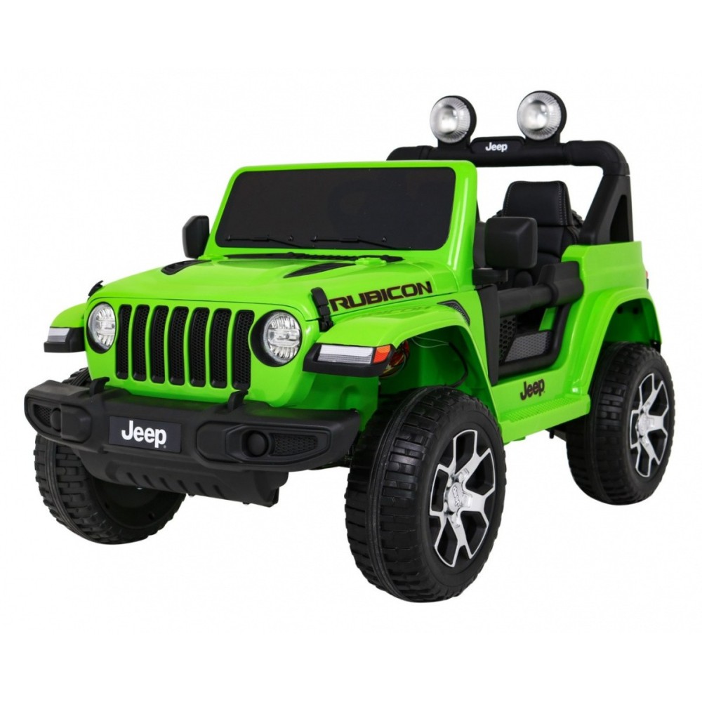 JOKO Elektrické autíčko JEEP Wrangler Rubicon 4x4, penové kolesá, kožené sedadlo, FM rádio, zelený