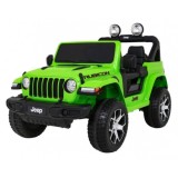 JOKO Elektrické autíčko JEEP Wrangler Rubicon 4x4, penové kolesá, kožené sedadlo, FM rádio, zelený