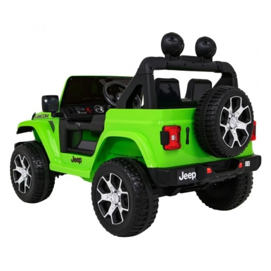 JOKO Elektrické autíčko JEEP Wrangler Rubicon 4x4, penové kolesá, kožené sedadlo, FM rádio, zelený