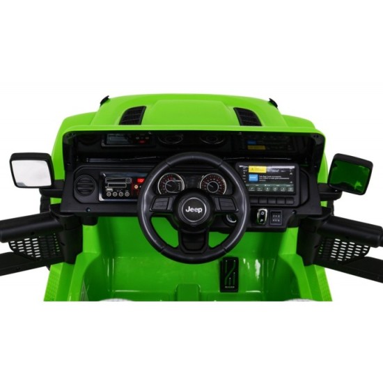 JOKO Elektrické autíčko JEEP Wrangler Rubicon 4x4, penové kolesá, kožené sedadlo, FM rádio, zelený