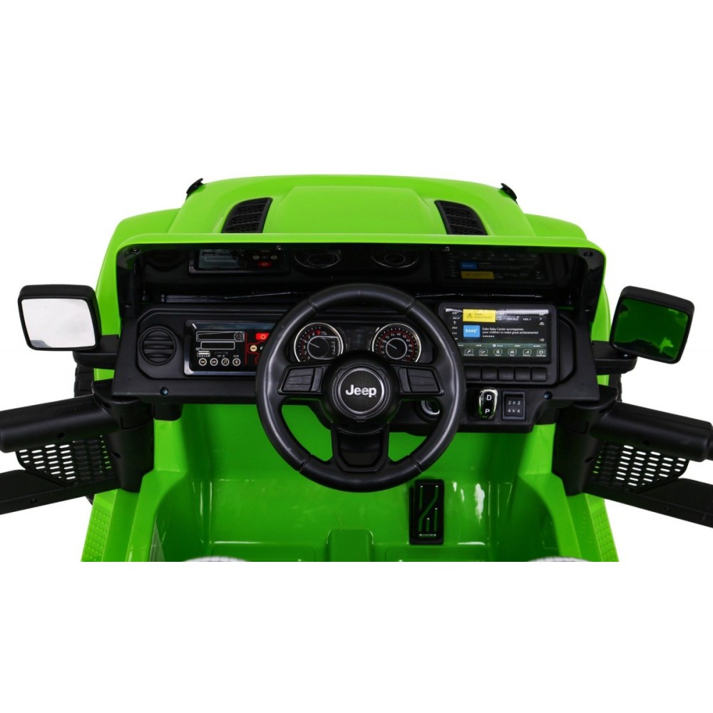 JOKO Elektrické autíčko JEEP Wrangler Rubicon 4x4, penové kolesá, kožené sedadlo, FM rádio, zelený