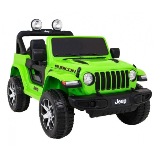 JOKO Elektrické autíčko JEEP Wrangler Rubicon 4x4, penové kolesá, kožené sedadlo, FM rádio, zelený