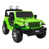 JOKO Elektrické autíčko JEEP Wrangler Rubicon 4x4, penové kolesá, kožené sedadlo, FM rádio, zelený