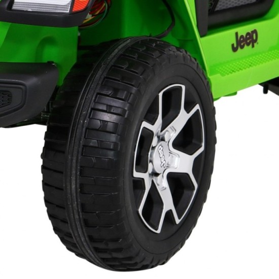 JOKO Elektrické autíčko JEEP Wrangler Rubicon 4x4, penové kolesá, kožené sedadlo, FM rádio, zelený