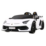 JOKO Veľké Elektrické autíčko Lamborghini SVJ DRIFT 24V, penové kolesá, kožené sedadlo, nosnosť 60kg, funkcia DRIFTU, biele