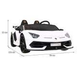 JOKO Veľké Elektrické autíčko Lamborghini SVJ DRIFT 24V, penové kolesá, kožené sedadlo, nosnosť 60kg, funkcia DRIFTU, biele