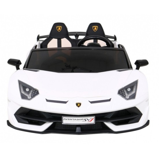JOKO Veľké Elektrické autíčko Lamborghini SVJ DRIFT 24V, penové kolesá, kožené sedadlo, nosnosť 60kg, funkcia DRIFTU, biele