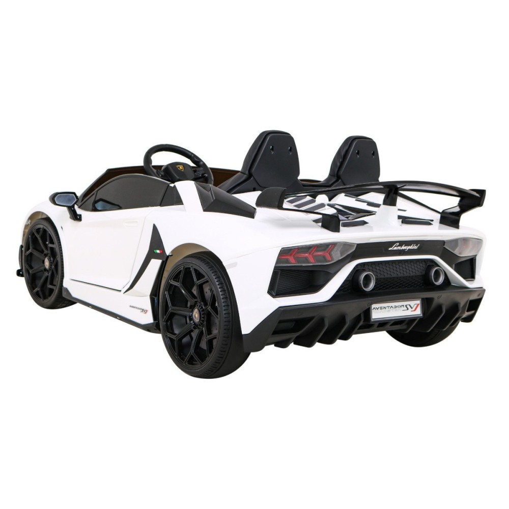 JOKO Veľké Elektrické autíčko Lamborghini SVJ DRIFT 24V, penové kolesá, kožené sedadlo, nosnosť 60kg, funkcia DRIFTU, biele
