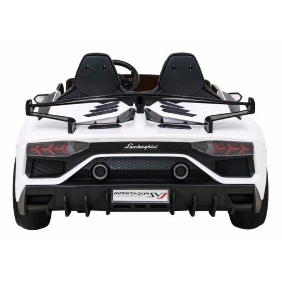 JOKO Veľké Elektrické autíčko Lamborghini SVJ DRIFT 24V, penové kolesá, kožené sedadlo, nosnosť 60kg, funkcia DRIFTU, biele