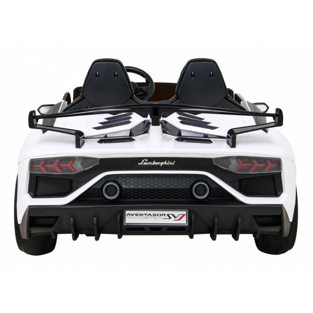 JOKO Veľké Elektrické autíčko Lamborghini SVJ DRIFT 24V, penové kolesá, kožené sedadlo, nosnosť 60kg, funkcia DRIFTU, biele