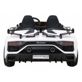 JOKO Veľké Elektrické autíčko Lamborghini SVJ DRIFT 24V, penové kolesá, kožené sedadlo, nosnosť 60kg, funkcia DRIFTU, biele