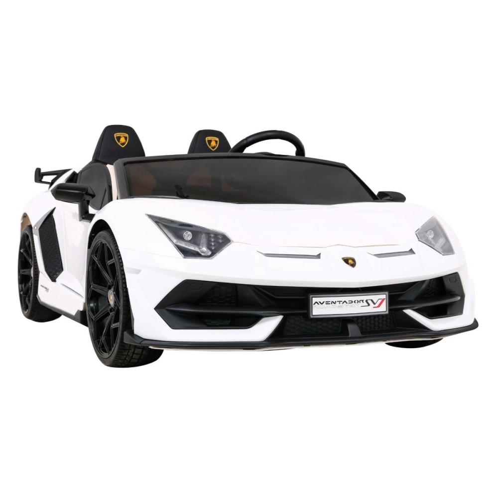 JOKO Veľké Elektrické autíčko Lamborghini SVJ DRIFT 24V, penové kolesá, kožené sedadlo, nosnosť 60kg, funkcia DRIFTU, biele