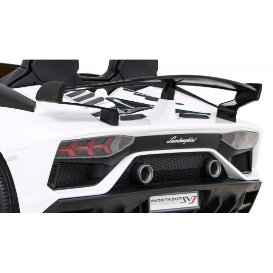 JOKO Veľké Elektrické autíčko Lamborghini SVJ DRIFT 24V, penové kolesá, kožené sedadlo, nosnosť 60kg, funkcia DRIFTU, biele