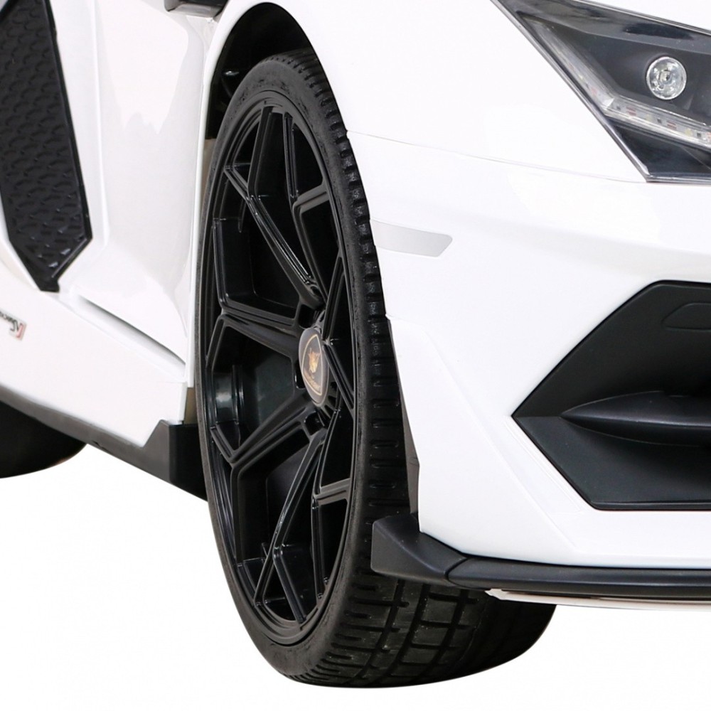 JOKO Veľké Elektrické autíčko Lamborghini SVJ DRIFT 24V, penové kolesá, kožené sedadlo, nosnosť 60kg, funkcia DRIFTU, biele
