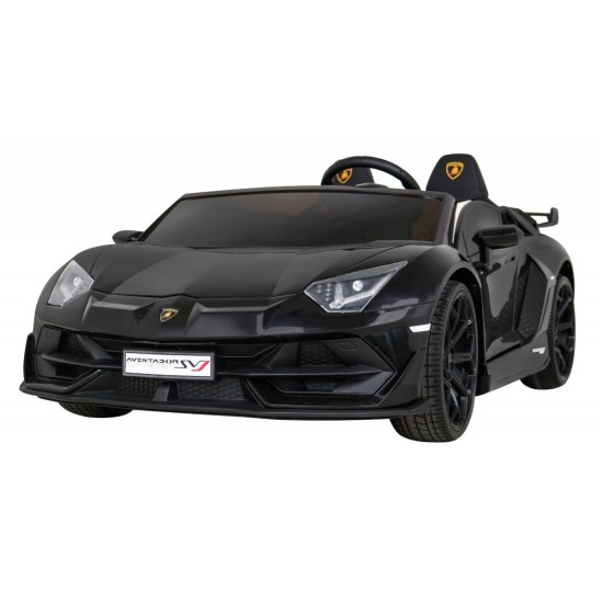 JOKO Veľké Elektrické autíčko Lamborghini SVJ DRIFT 24V, penové kolesá, kožené sedadlo, nosnosť 60kg, funkcia DRIFTU, čierne