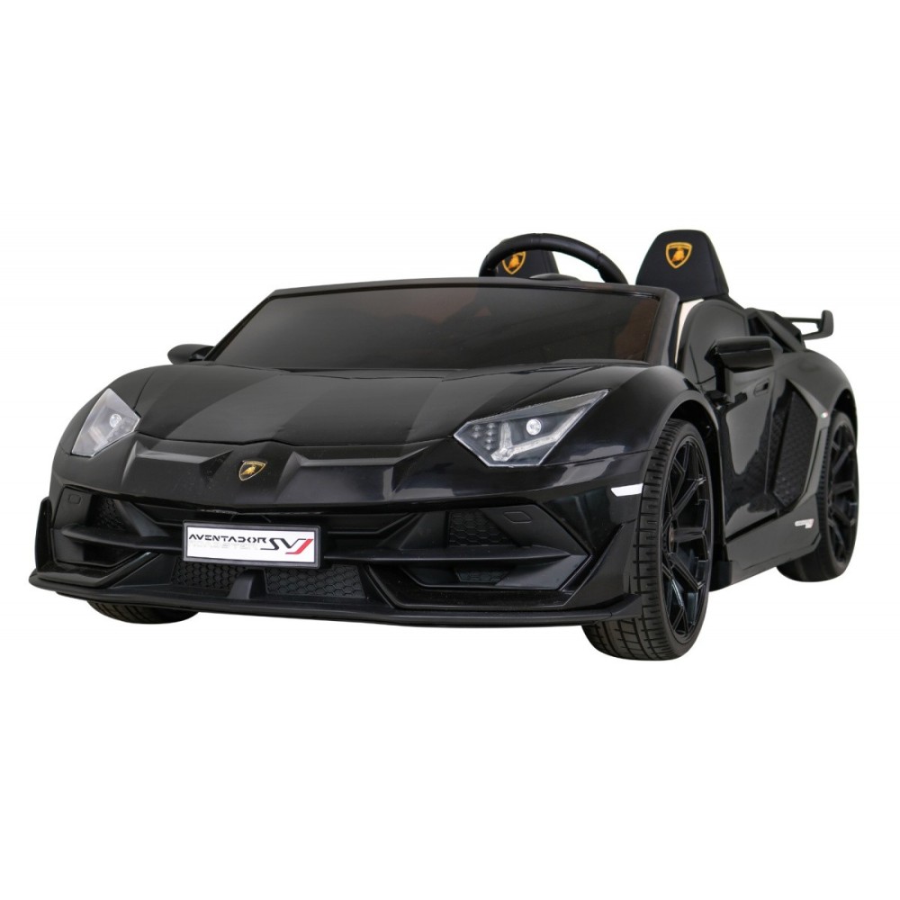 JOKO Veľké Elektrické autíčko Lamborghini SVJ DRIFT 24V, penové kolesá, kožené sedadlo, nosnosť 60kg, funkcia DRIFTU, čierne