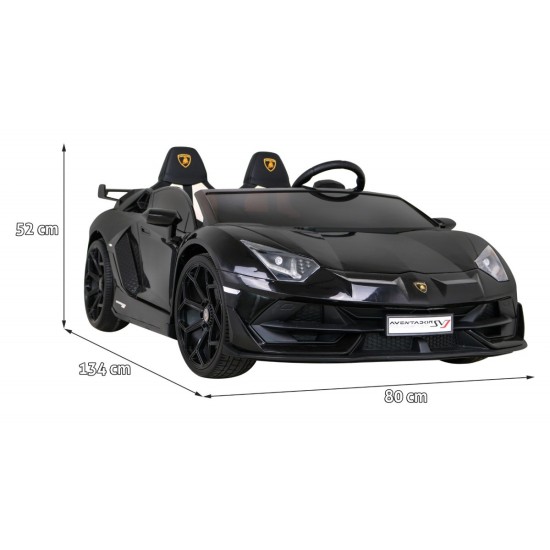 JOKO Veľké Elektrické autíčko Lamborghini SVJ DRIFT 24V, penové kolesá, kožené sedadlo, nosnosť 60kg, funkcia DRIFTU, čierne