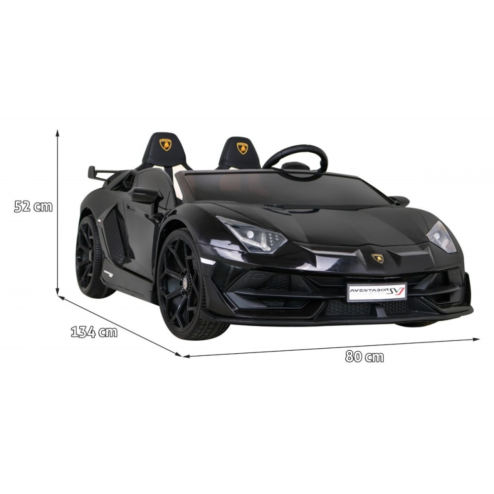 JOKO Veľké Elektrické autíčko Lamborghini SVJ DRIFT 24V, penové kolesá, kožené sedadlo, nosnosť 60kg, funkcia DRIFTU, čierne