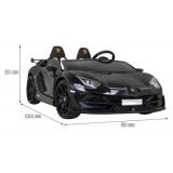 JOKO Veľké Elektrické autíčko Lamborghini SVJ DRIFT 24V, penové kolesá, kožené sedadlo, nosnosť 60kg, funkcia DRIFTU, čierne