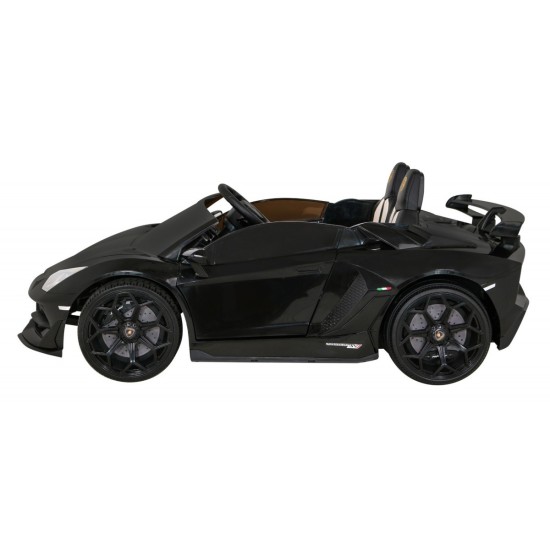 JOKO Veľké Elektrické autíčko Lamborghini SVJ DRIFT 24V, penové kolesá, kožené sedadlo, nosnosť 60kg, funkcia DRIFTU, čierne