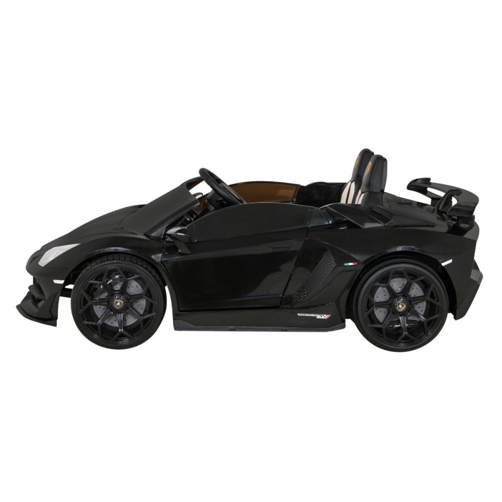 JOKO Veľké Elektrické autíčko Lamborghini SVJ DRIFT 24V, penové kolesá, kožené sedadlo, nosnosť 60kg, funkcia DRIFTU, čierne