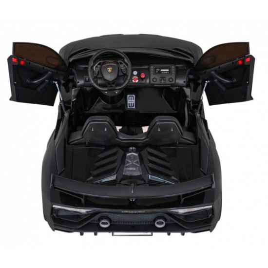 JOKO Veľké Elektrické autíčko Lamborghini SVJ DRIFT 24V, penové kolesá, kožené sedadlo, nosnosť 60kg, funkcia DRIFTU, čierne