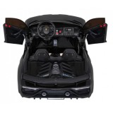 JOKO Veľké Elektrické autíčko Lamborghini SVJ DRIFT 24V, penové kolesá, kožené sedadlo, nosnosť 60kg, funkcia DRIFTU, čierne