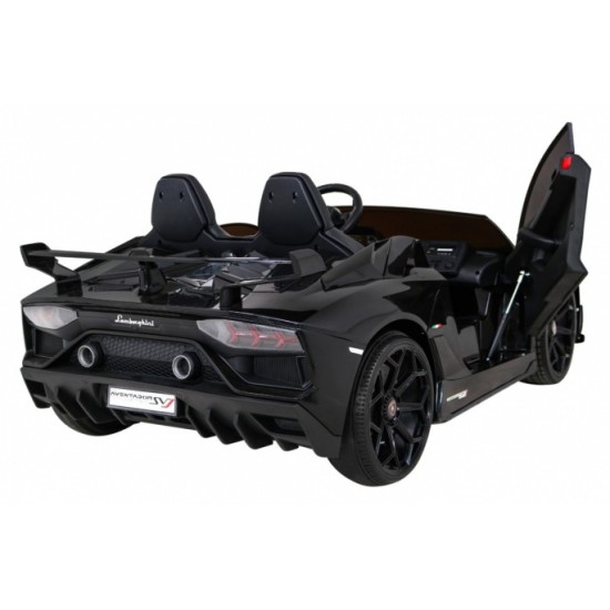 JOKO Veľké Elektrické autíčko Lamborghini SVJ DRIFT 24V, penové kolesá, kožené sedadlo, nosnosť 60kg, funkcia DRIFTU, čierne