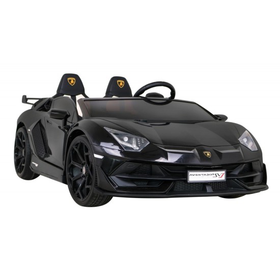 JOKO Veľké Elektrické autíčko Lamborghini SVJ DRIFT 24V, penové kolesá, kožené sedadlo, nosnosť 60kg, funkcia DRIFTU, čierne