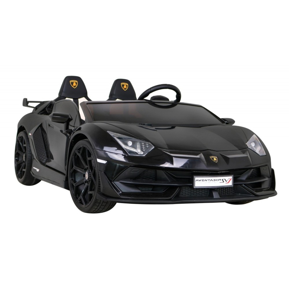 JOKO Veľké Elektrické autíčko Lamborghini SVJ DRIFT 24V, penové kolesá, kožené sedadlo, nosnosť 60kg, funkcia DRIFTU, čierne