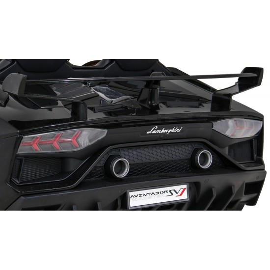 JOKO Veľké Elektrické autíčko Lamborghini SVJ DRIFT 24V, penové kolesá, kožené sedadlo, nosnosť 60kg, funkcia DRIFTU, čierne