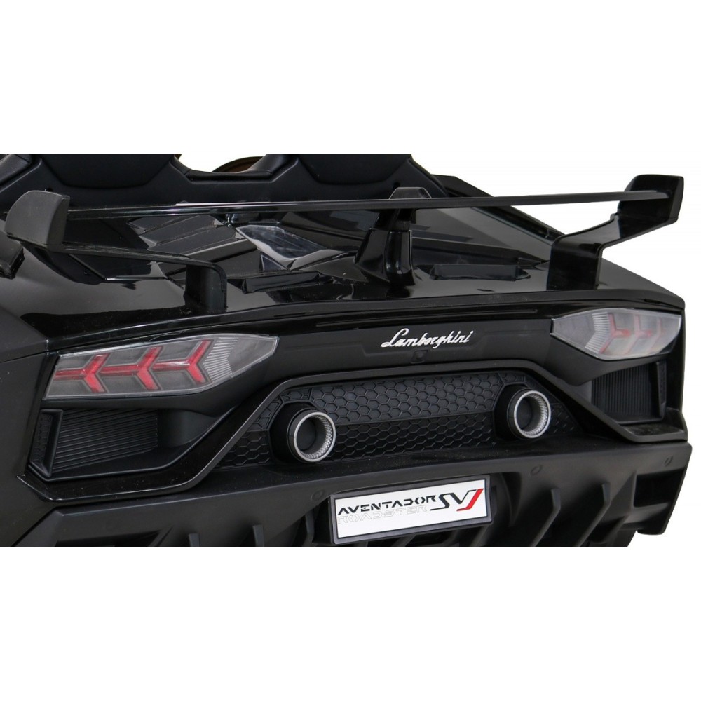 JOKO Veľké Elektrické autíčko Lamborghini SVJ DRIFT 24V, penové kolesá, kožené sedadlo, nosnosť 60kg, funkcia DRIFTU, čierne