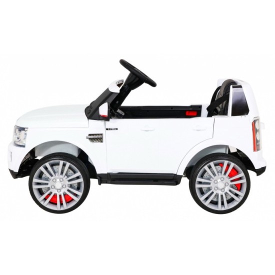 JOKO Elektrické autíčko Land Rover Discovery, penové kolesá, kožené sedadlo, biele