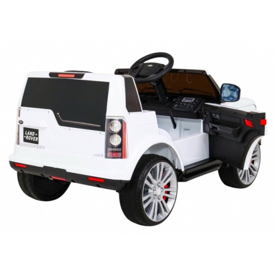 JOKO Elektrické autíčko Land Rover Discovery, penové kolesá, kožené sedadlo, biele