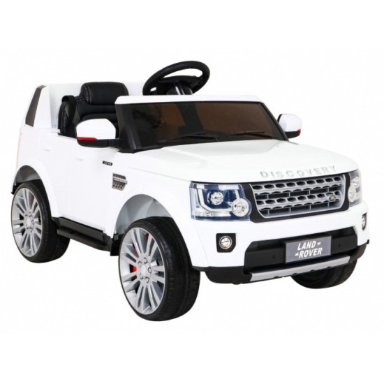 JOKO Elektrické autíčko Land Rover Discovery, penové kolesá, kožené sedadlo, biele