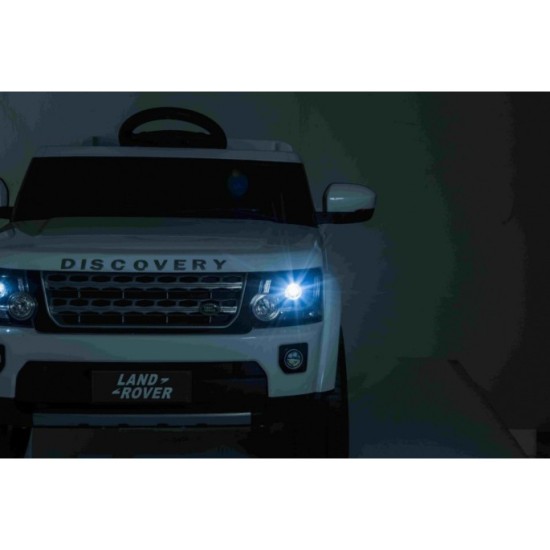 JOKO Elektrické autíčko Land Rover Discovery, penové kolesá, kožené sedadlo, biele