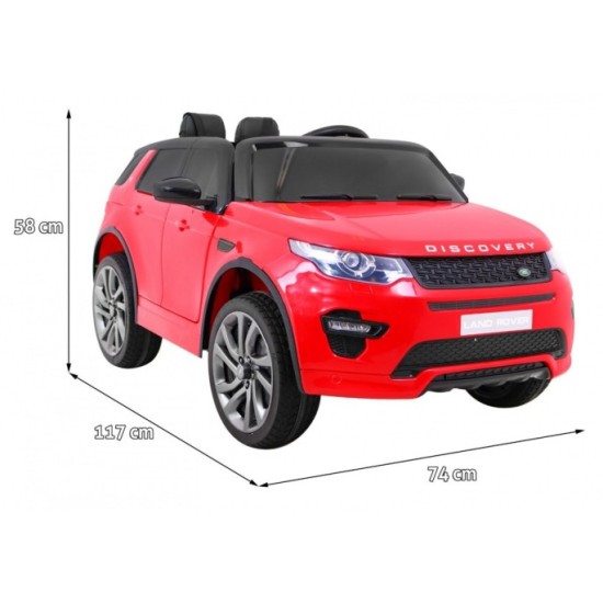 JOKO Elektrické autíčko Land Rover Discovery, penové kolesá, kožené sedadlo, USB, červené