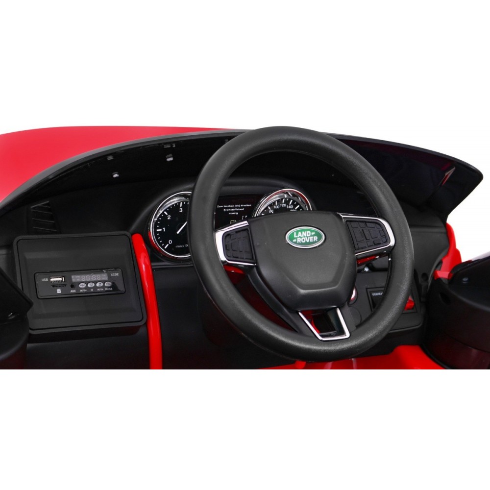 JOKO Elektrické autíčko Land Rover Discovery, penové kolesá, kožené sedadlo, USB, červené