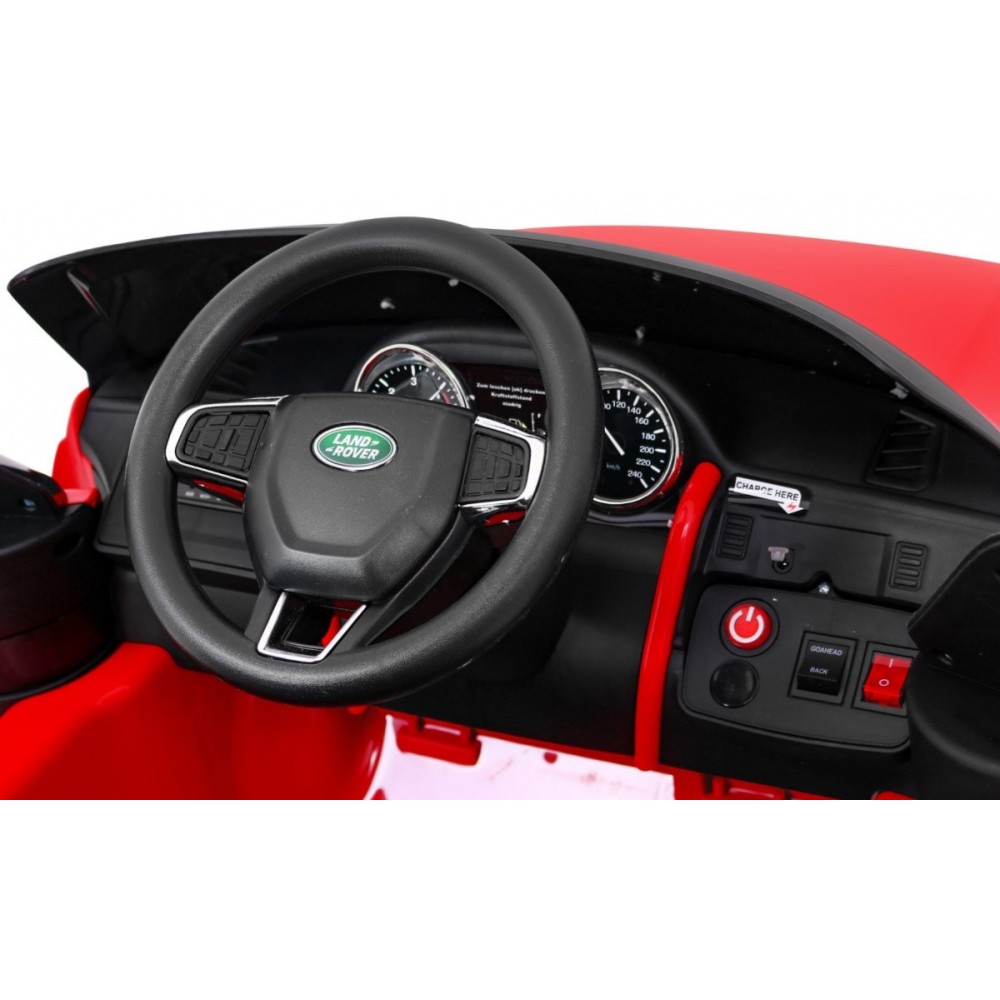 JOKO Elektrické autíčko Land Rover Discovery, penové kolesá, kožené sedadlo, USB, červené